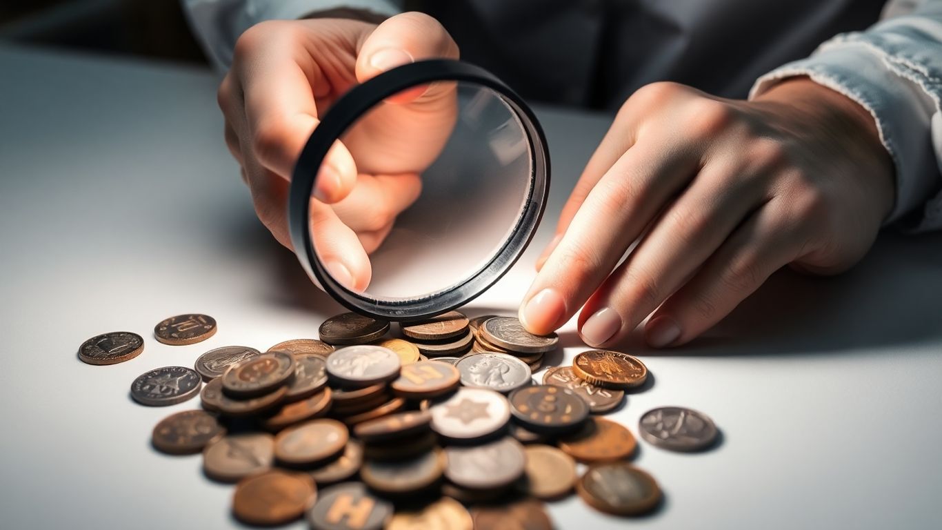 Expert appraiser examining coins in Waco office