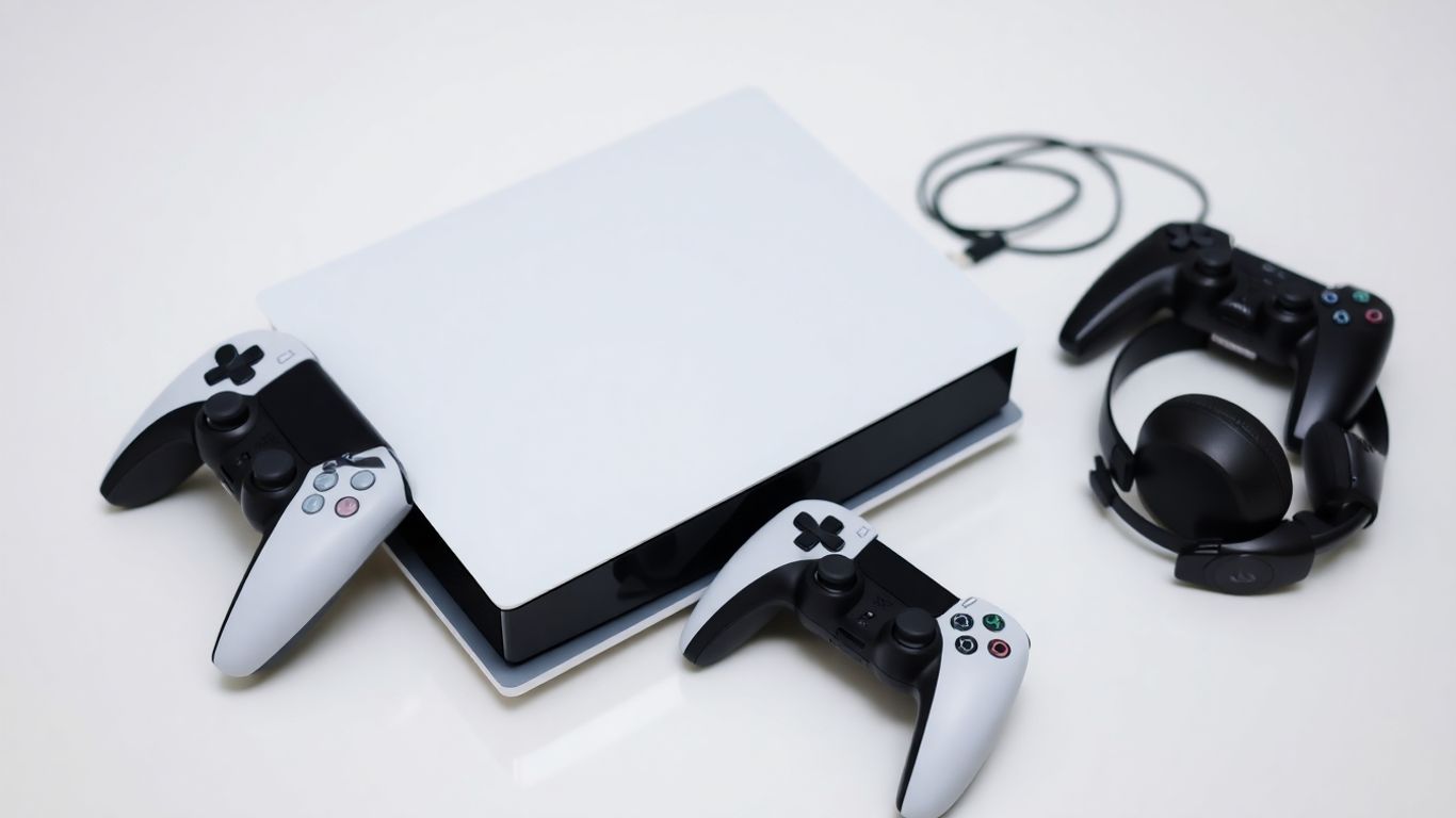 Console PlayStation 5 Slim avec accessoires de jeu.