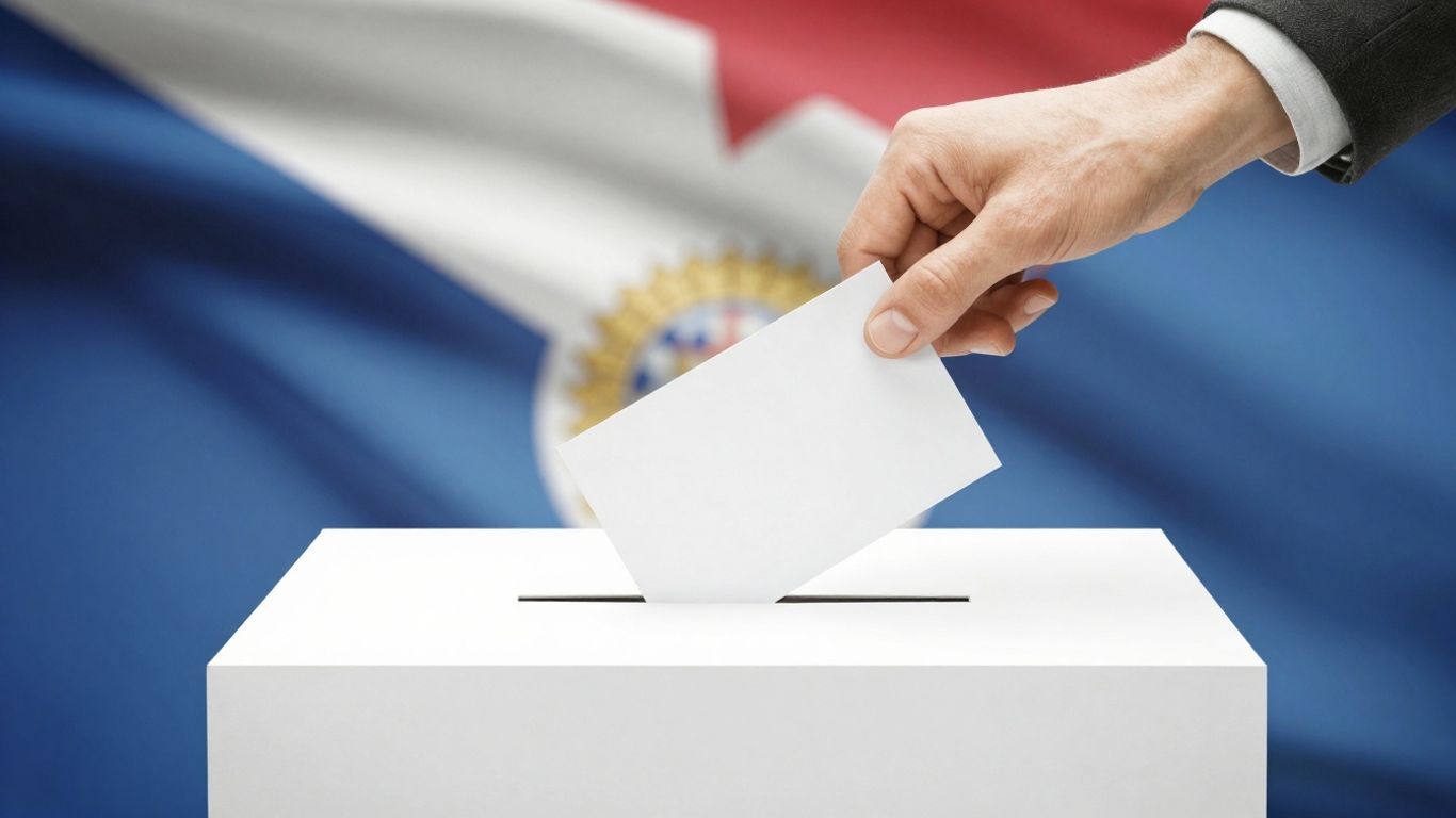 Mâna depunând un vot în urnă.