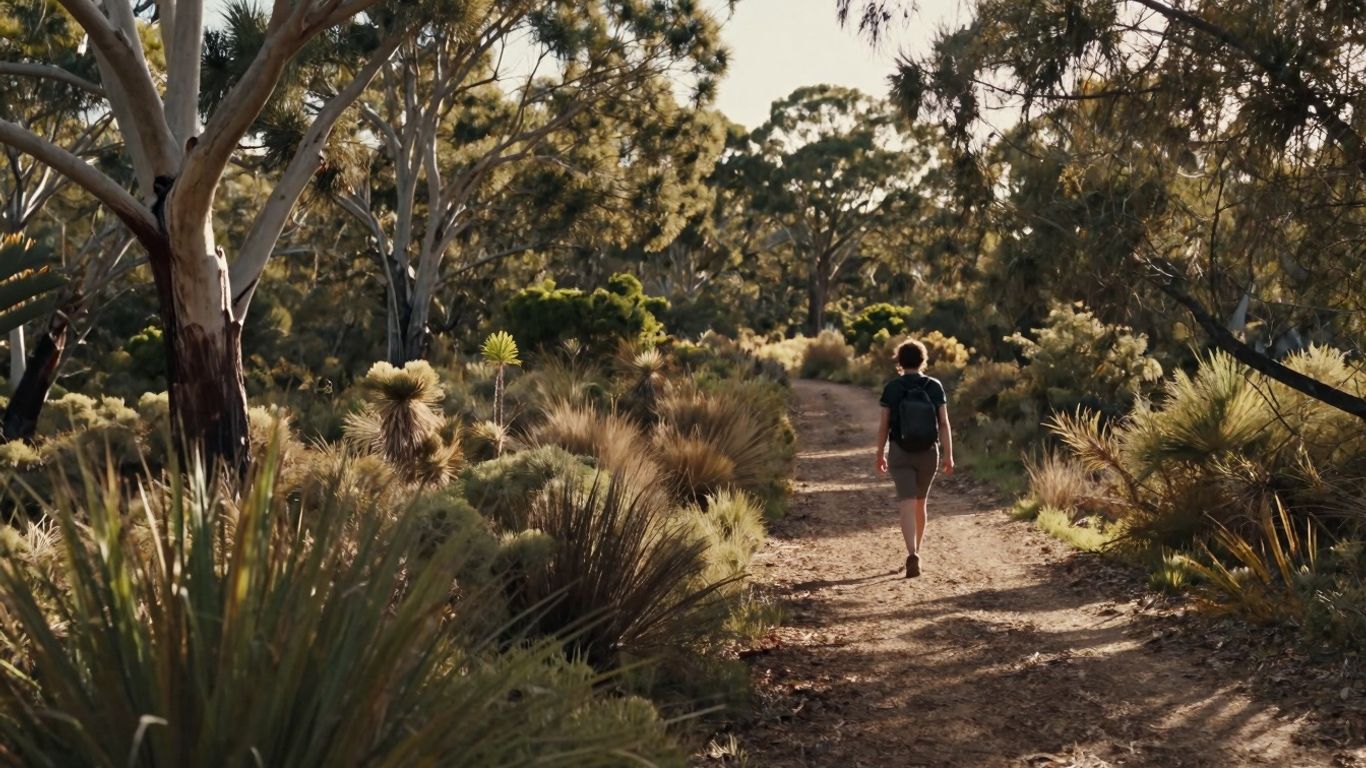 Person walking on a path in Australian nature.