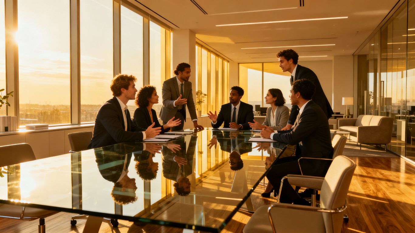 New Jersey IT services team collaborating in modern office.