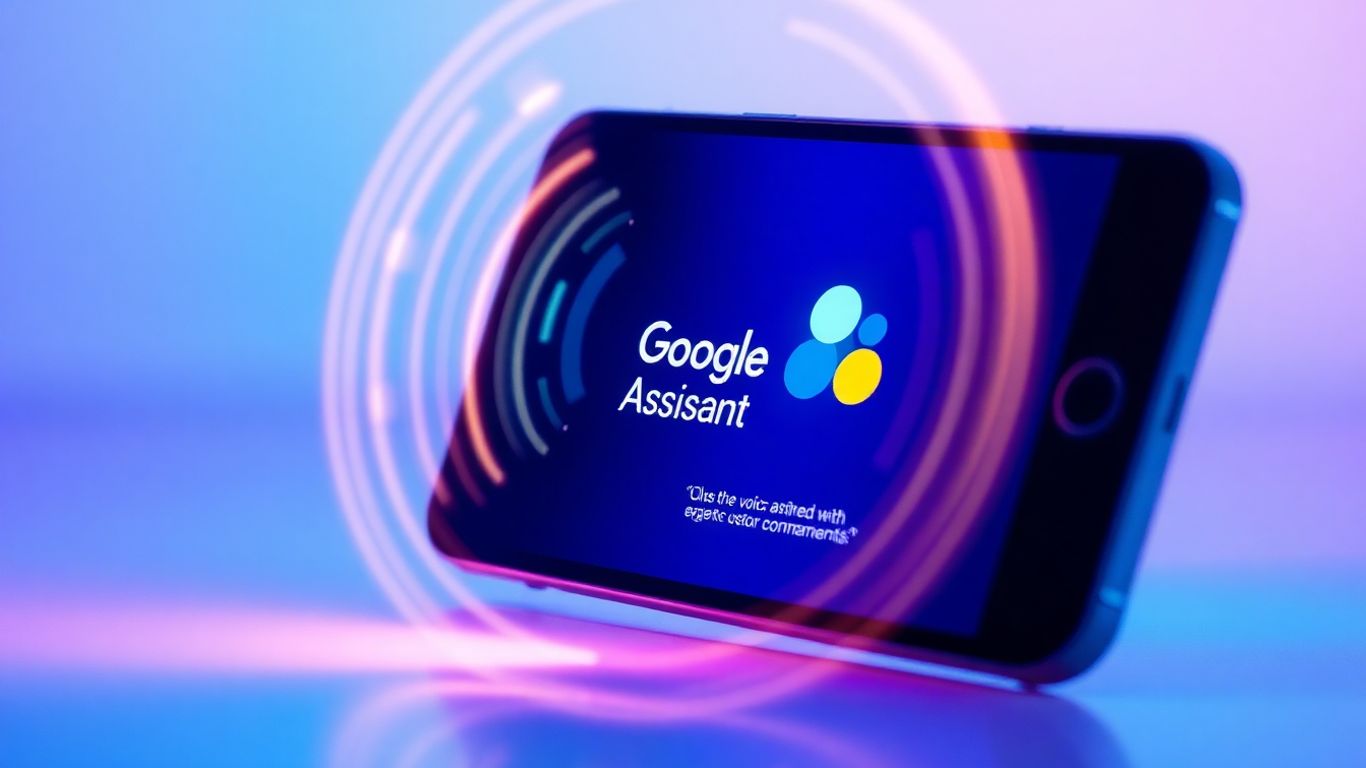 Google Assistant interface with sound waves