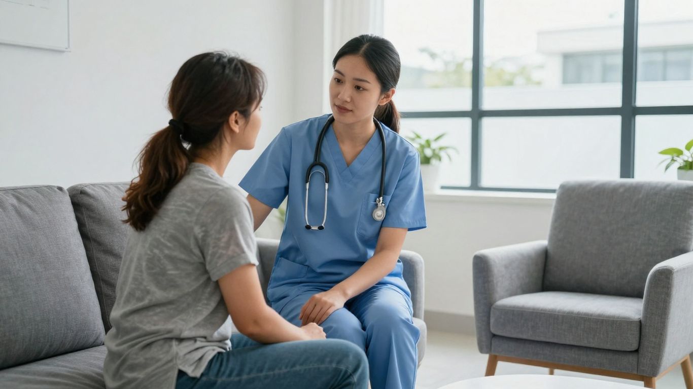 Mental health nurse supporting patient in Australia