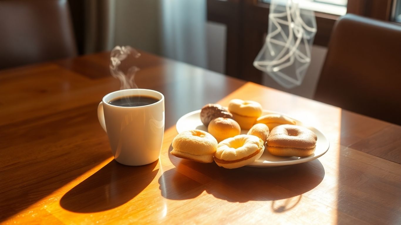 กาแฟร้อนพร้อมขนมอร่อยสำหรับการประชุม