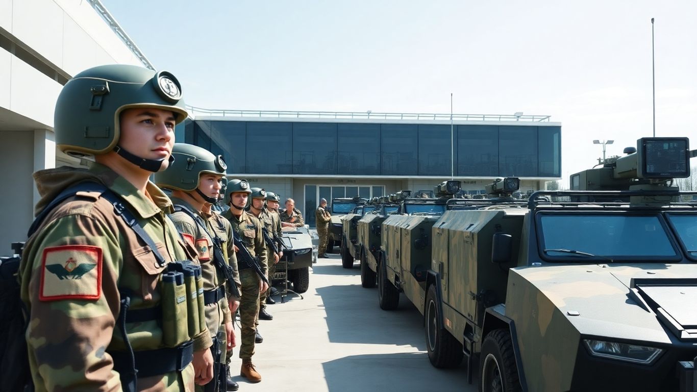 Militari români moderni și vehicule avansate în centru de comandă