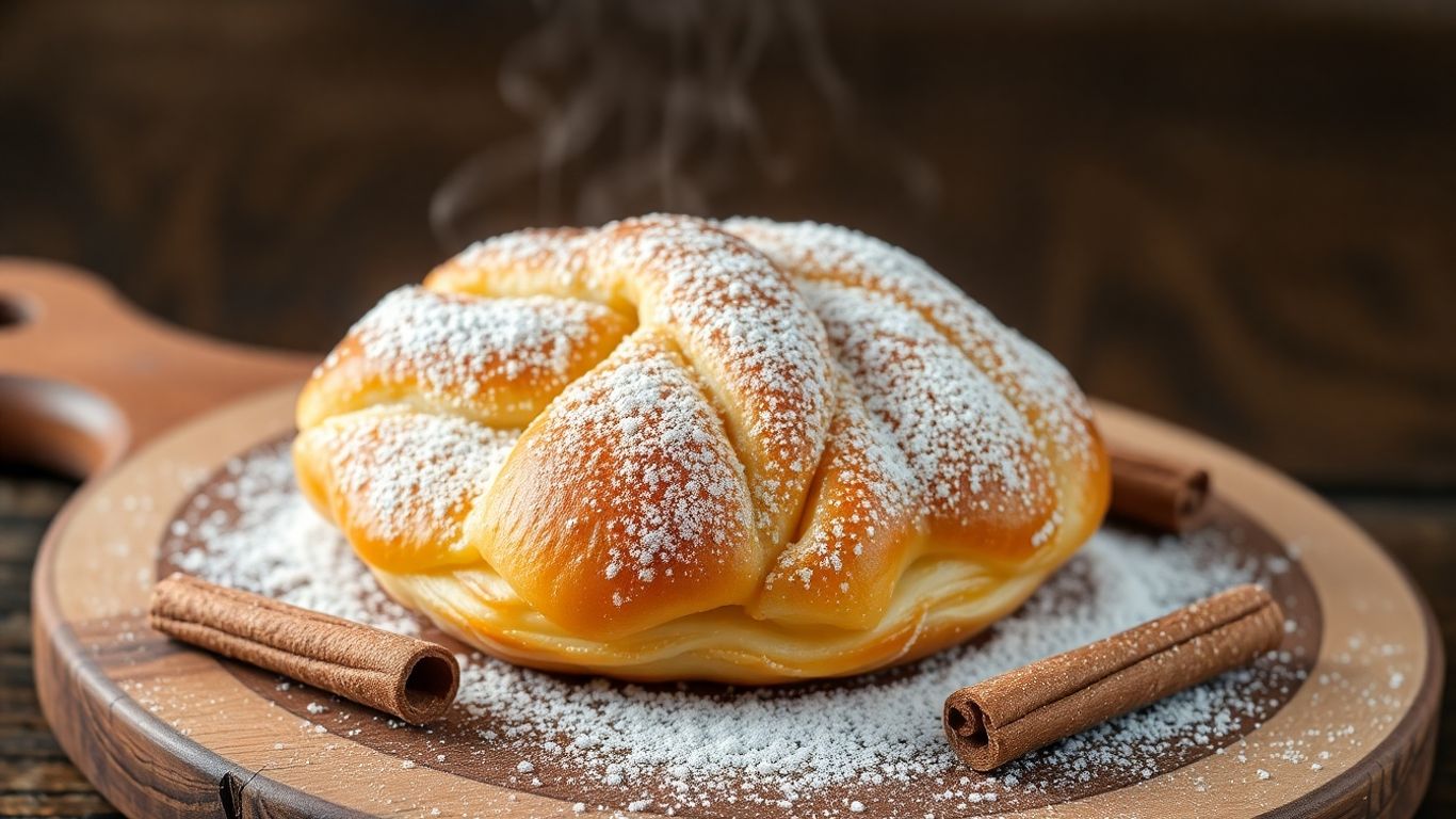 Golden bougatsa pastry dusted with powdered sugar and cinnamon.