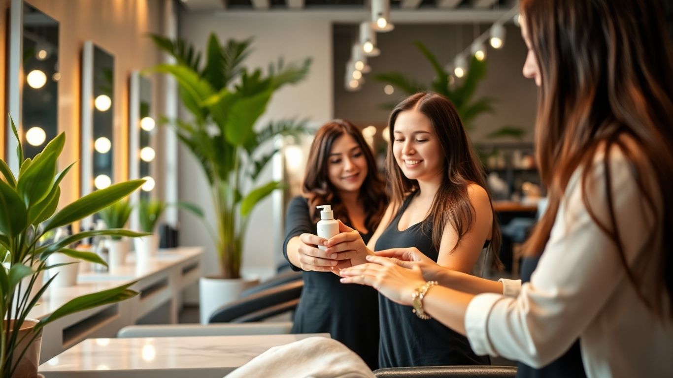 Salon stylists working together, building partnerships.