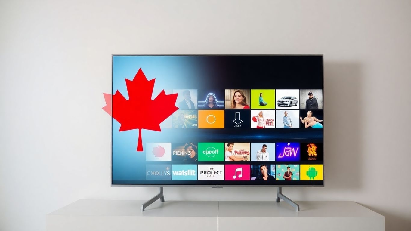 Canadian flag merging with IPTV screen