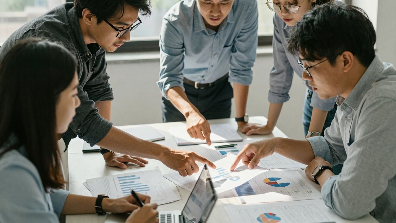 Marketing team strategizing for growth