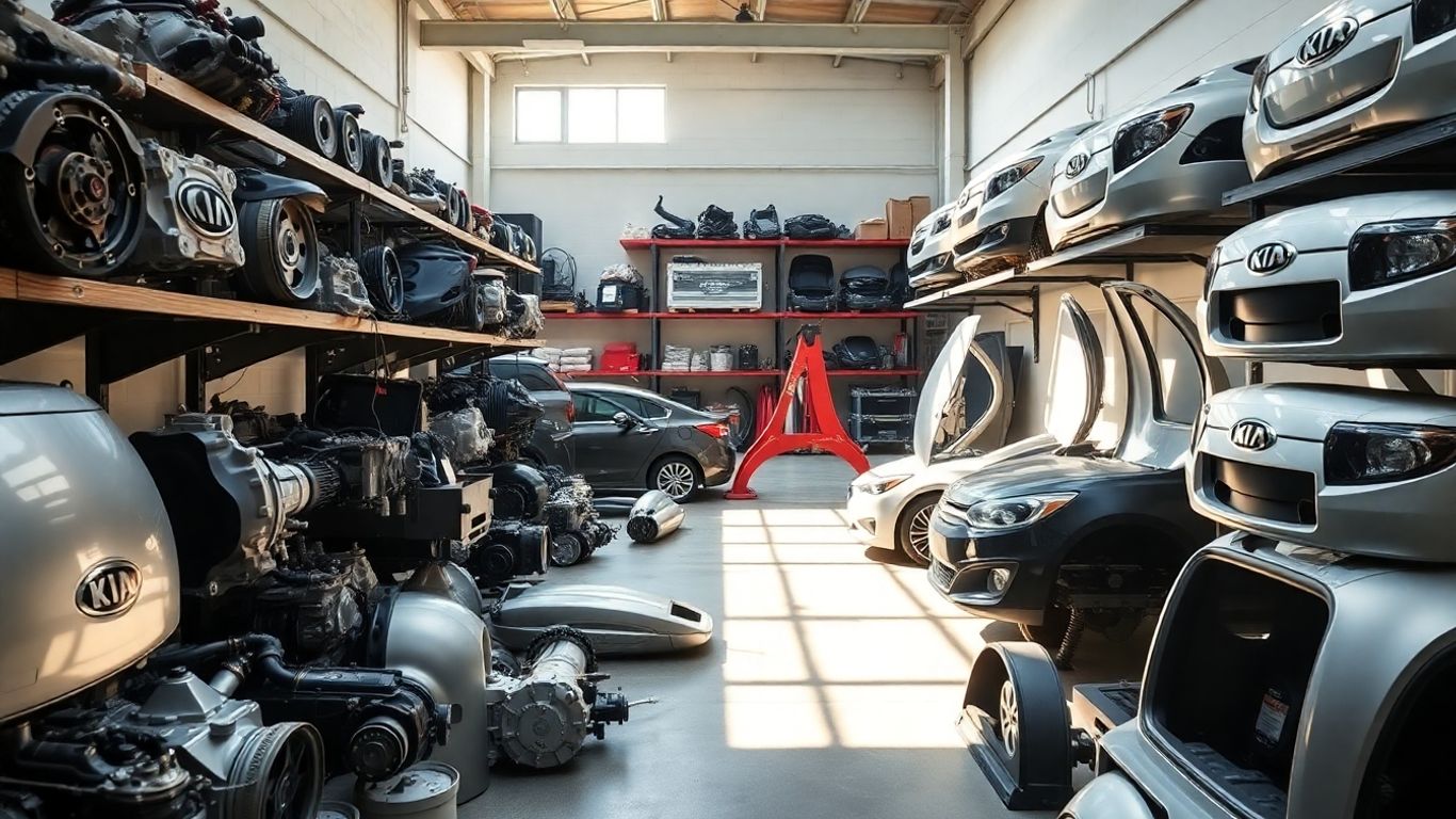 Kia car parts in a Sydney wrecking yard