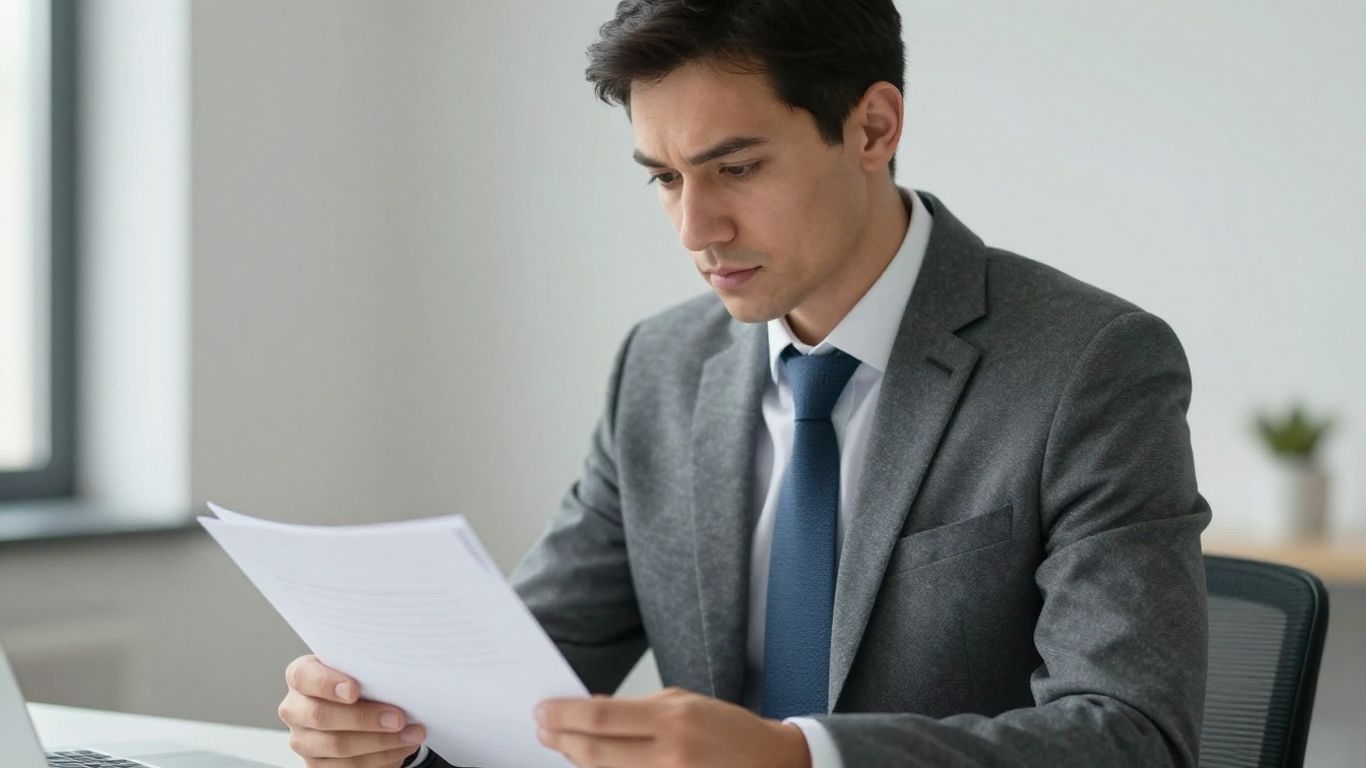 Person prüft Dokument im Büro