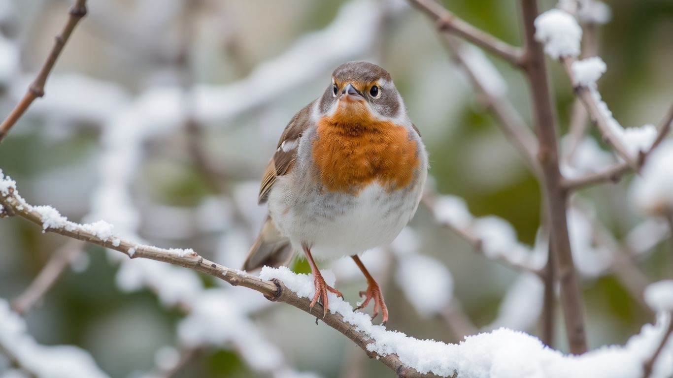 Vogel im Schnee auf einem Ast