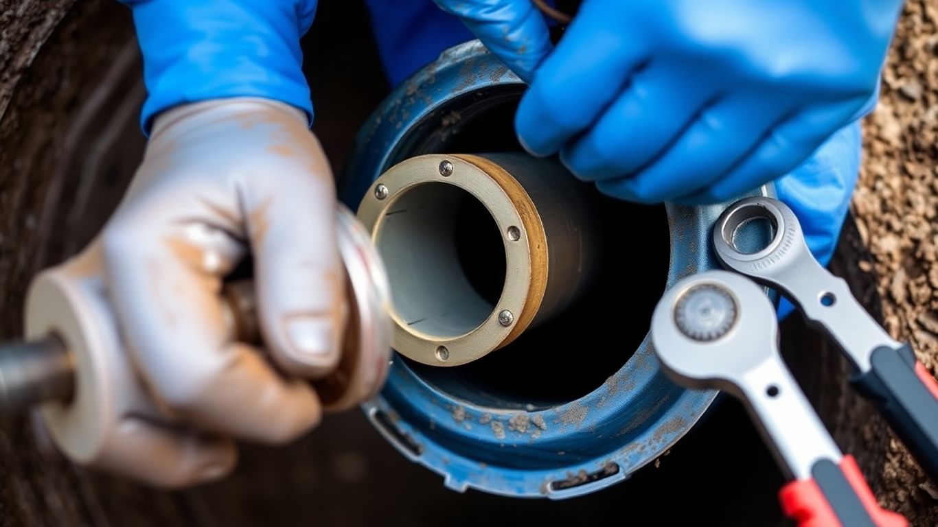 Well seal installation with tools and casing.