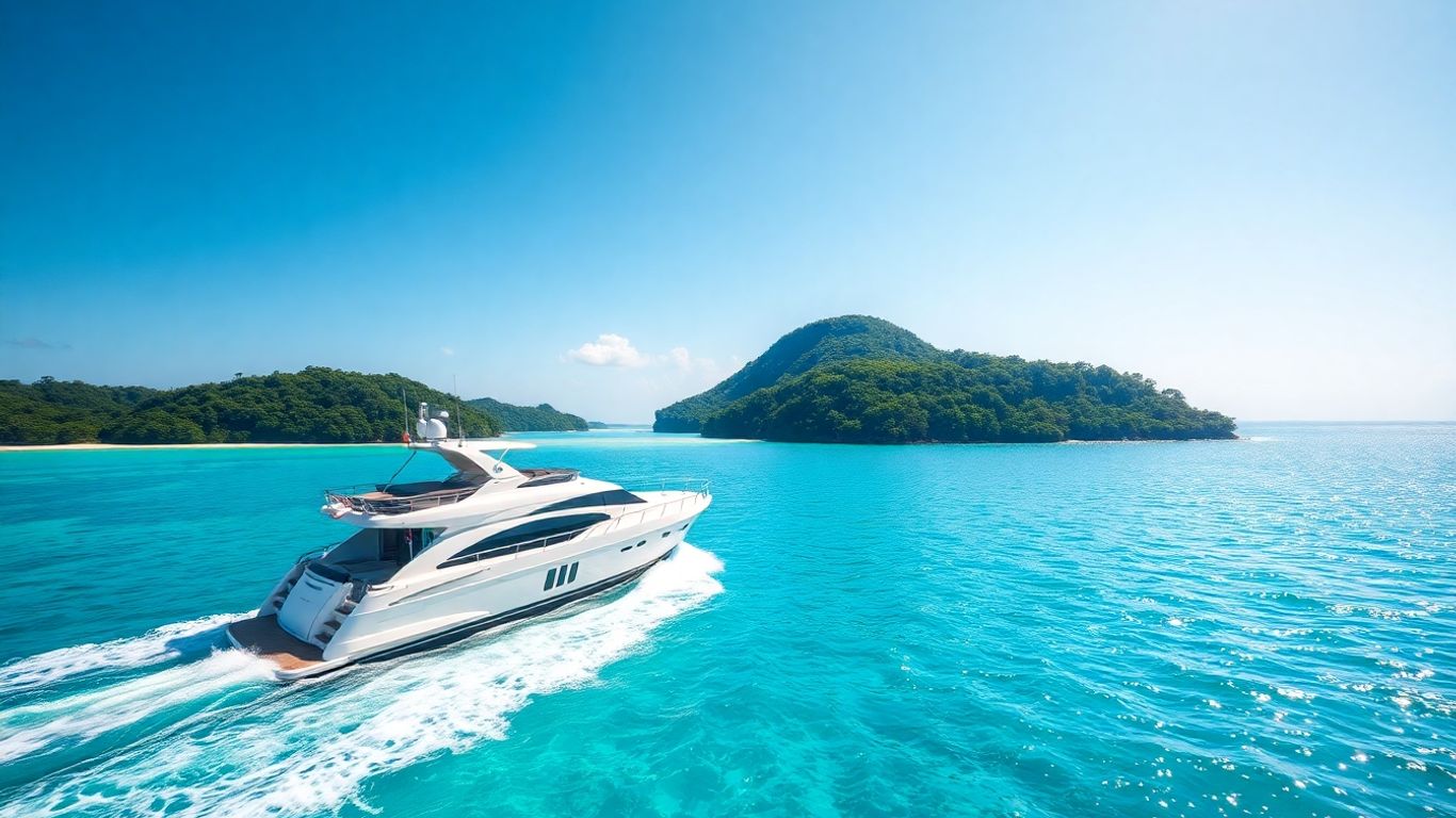 Luxury yacht sailing in clear turquoise waters near Tortola.