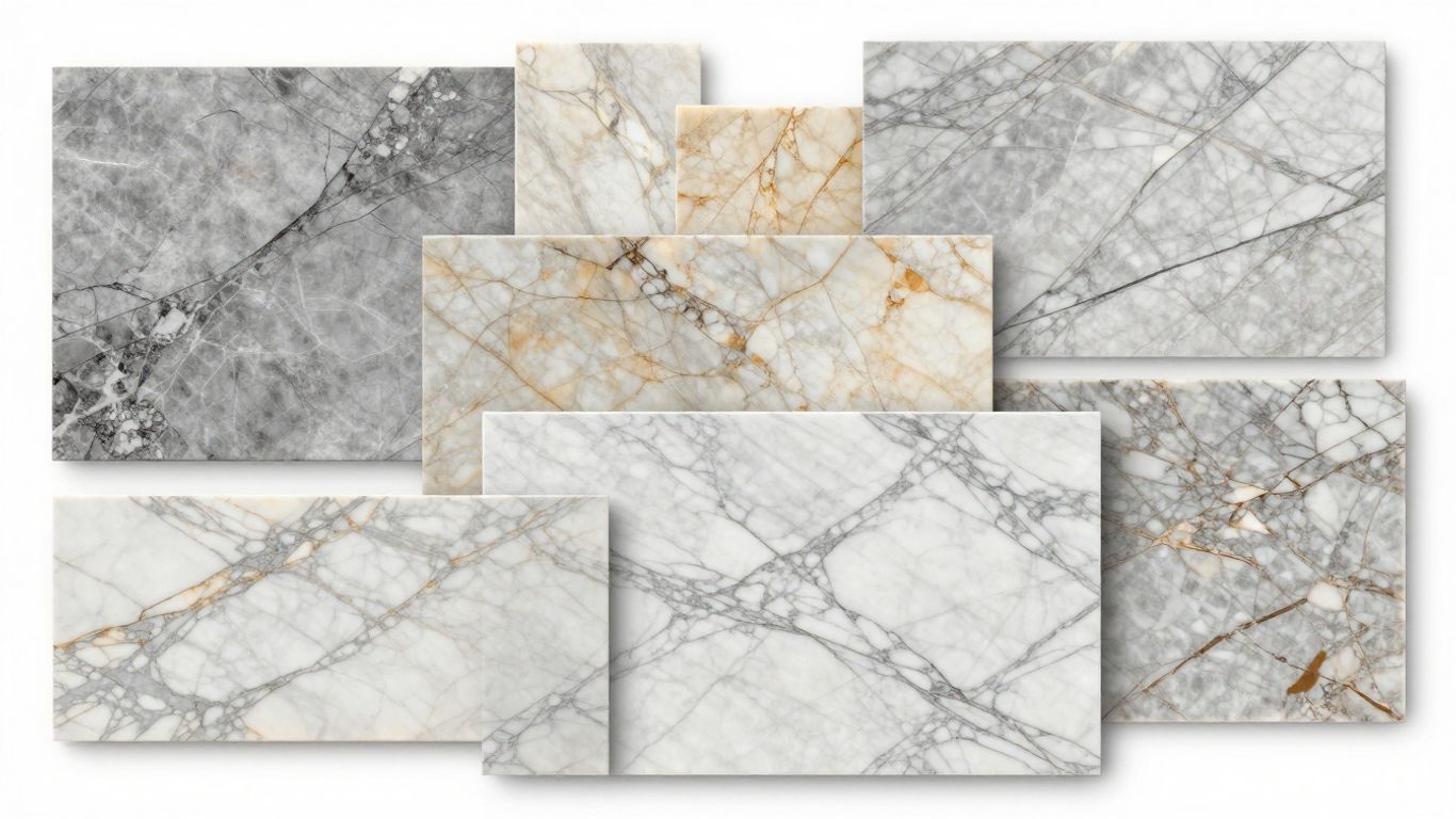 Marble slabs with intricate veining