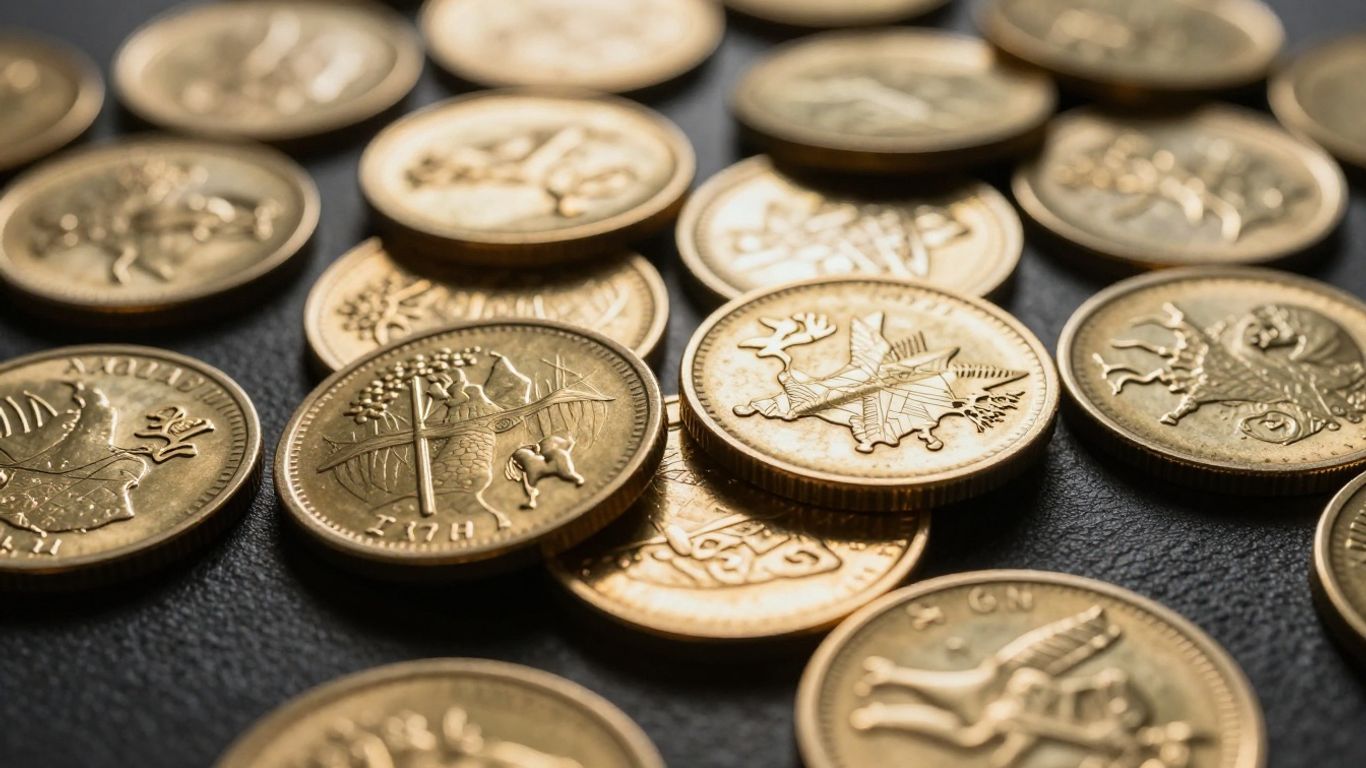 Territorial gold coins with detailed engravings.