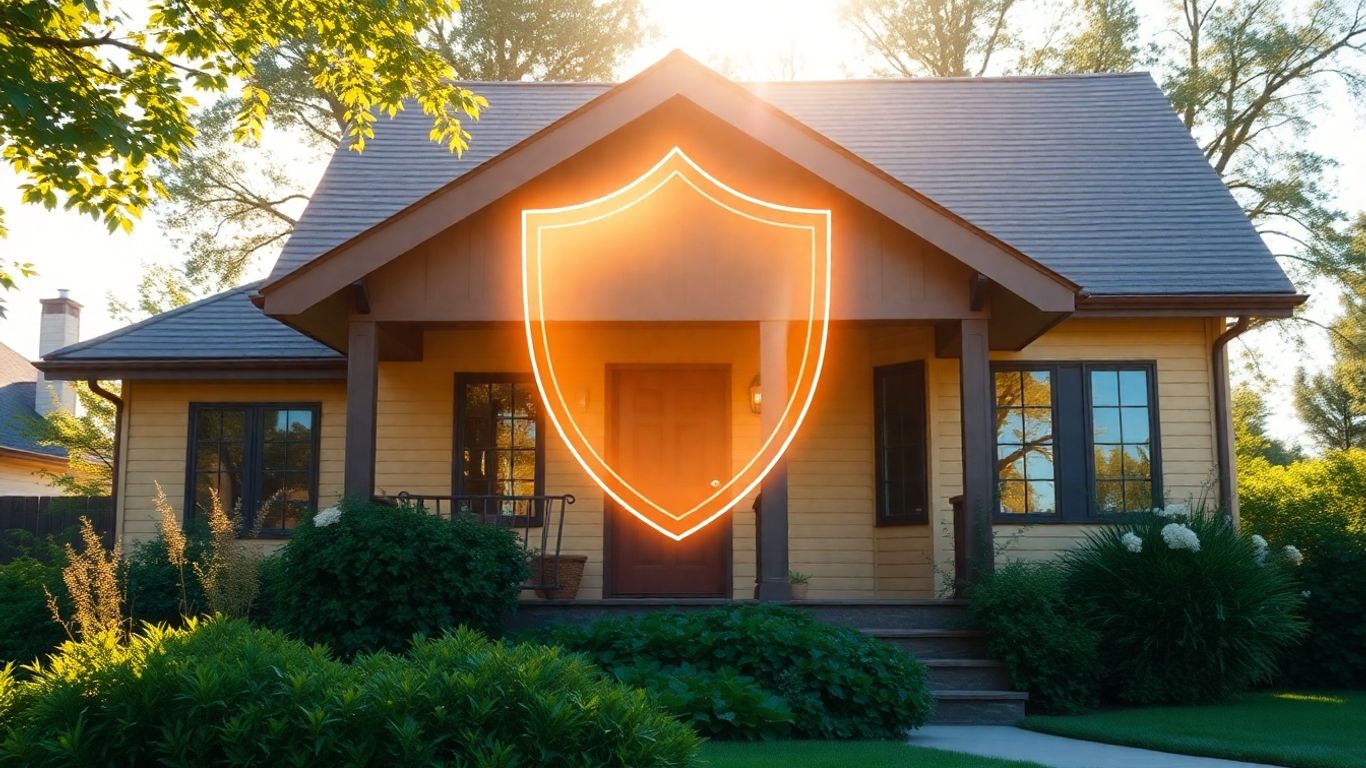 Casa protegida con escudo transparente, seguro de hogar.