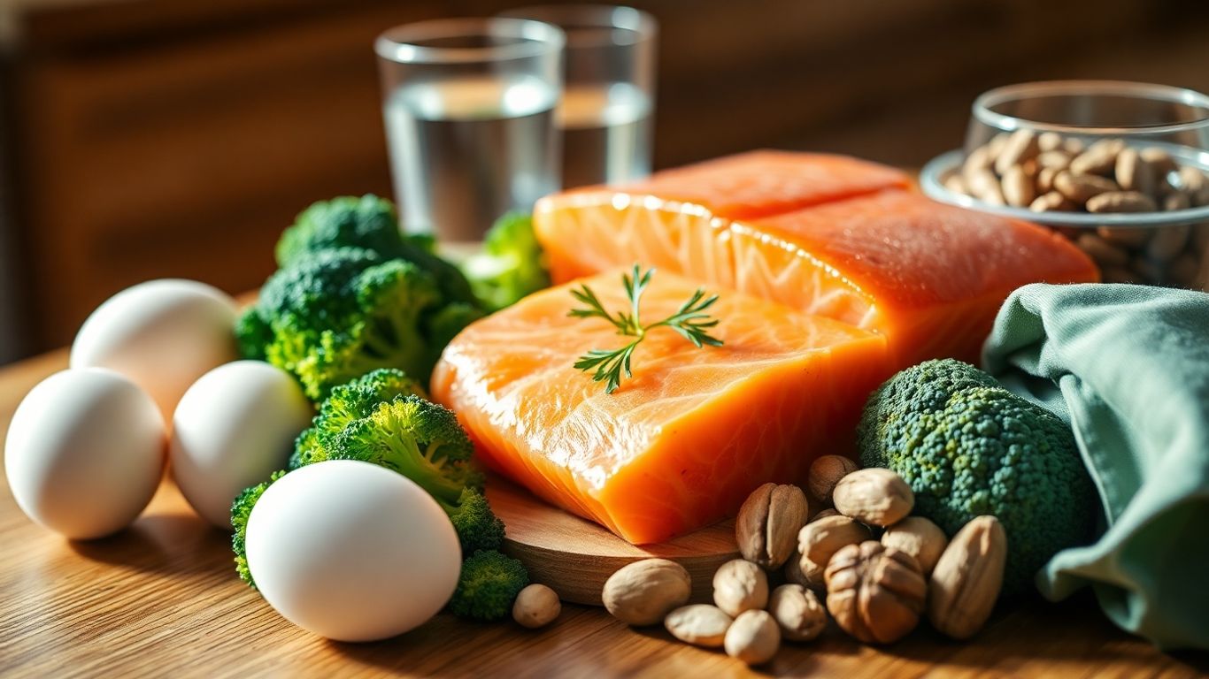 Choline-rich foods like eggs, salmon, broccoli, and nuts