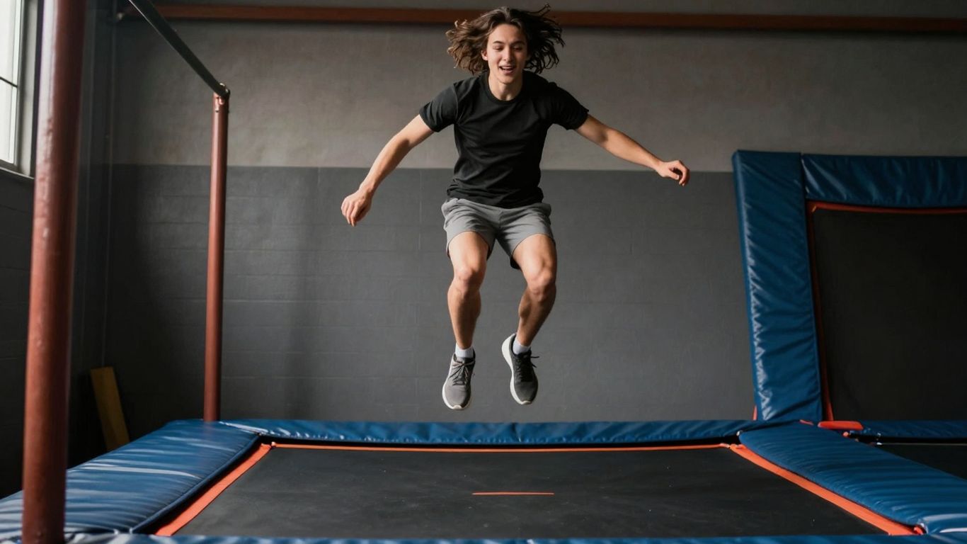 Person bouncing on a trampoline for lymphatic health.