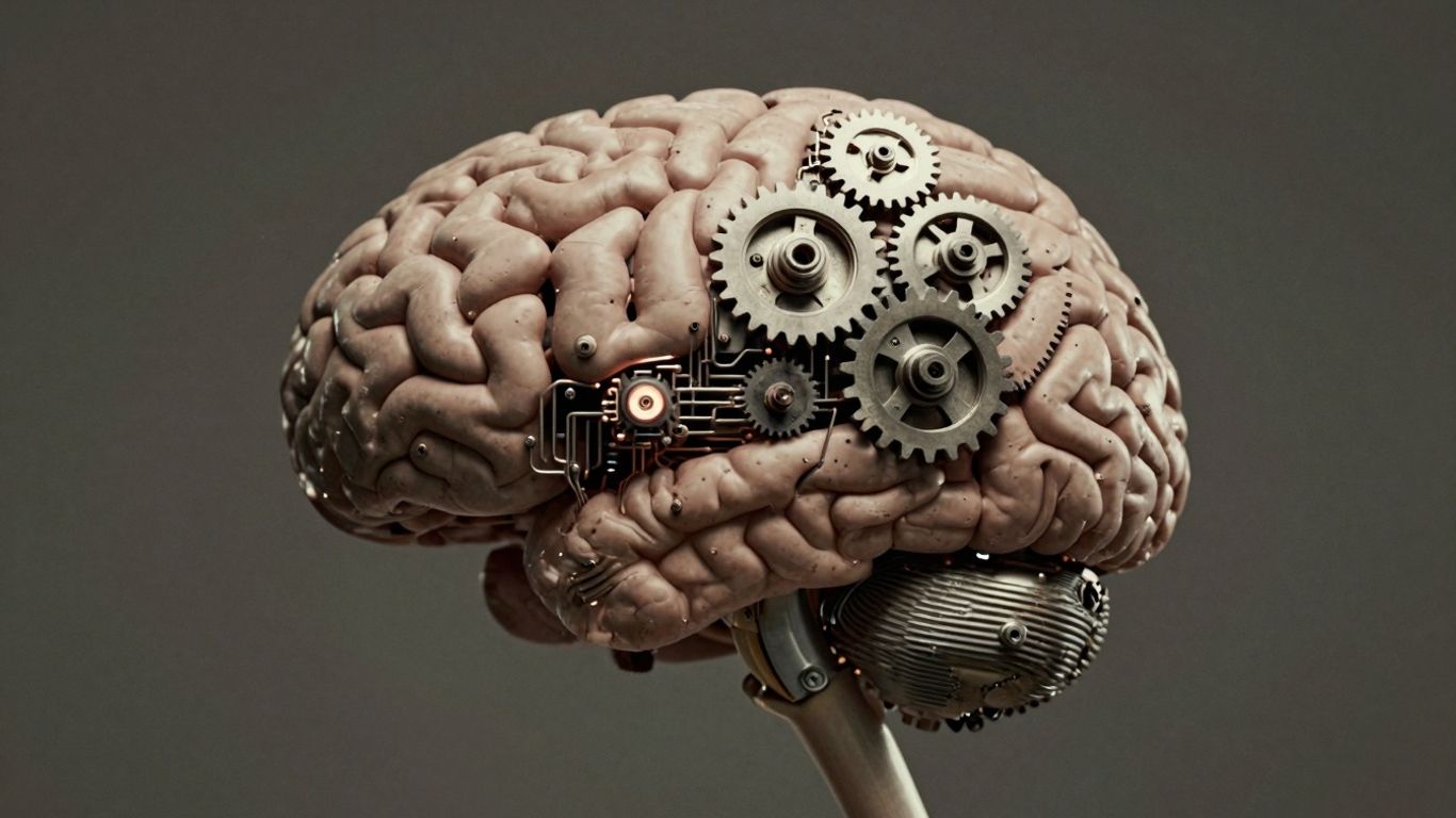 Brain with AI circuits, cognitive impact.