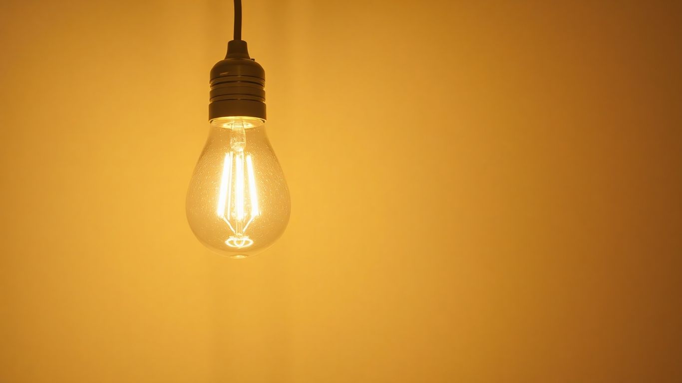 Bright LED bulb illuminating a room.