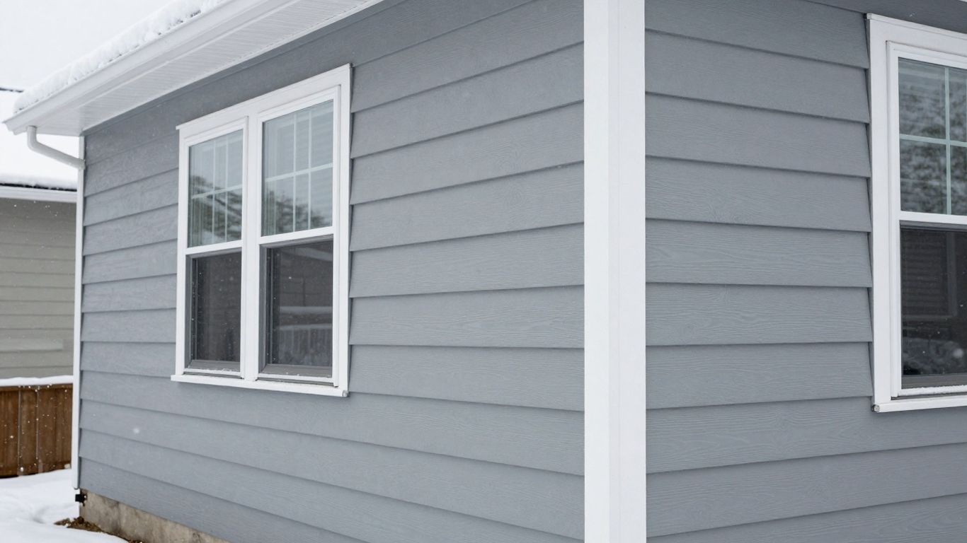 House siding protecting home from winter snow.
