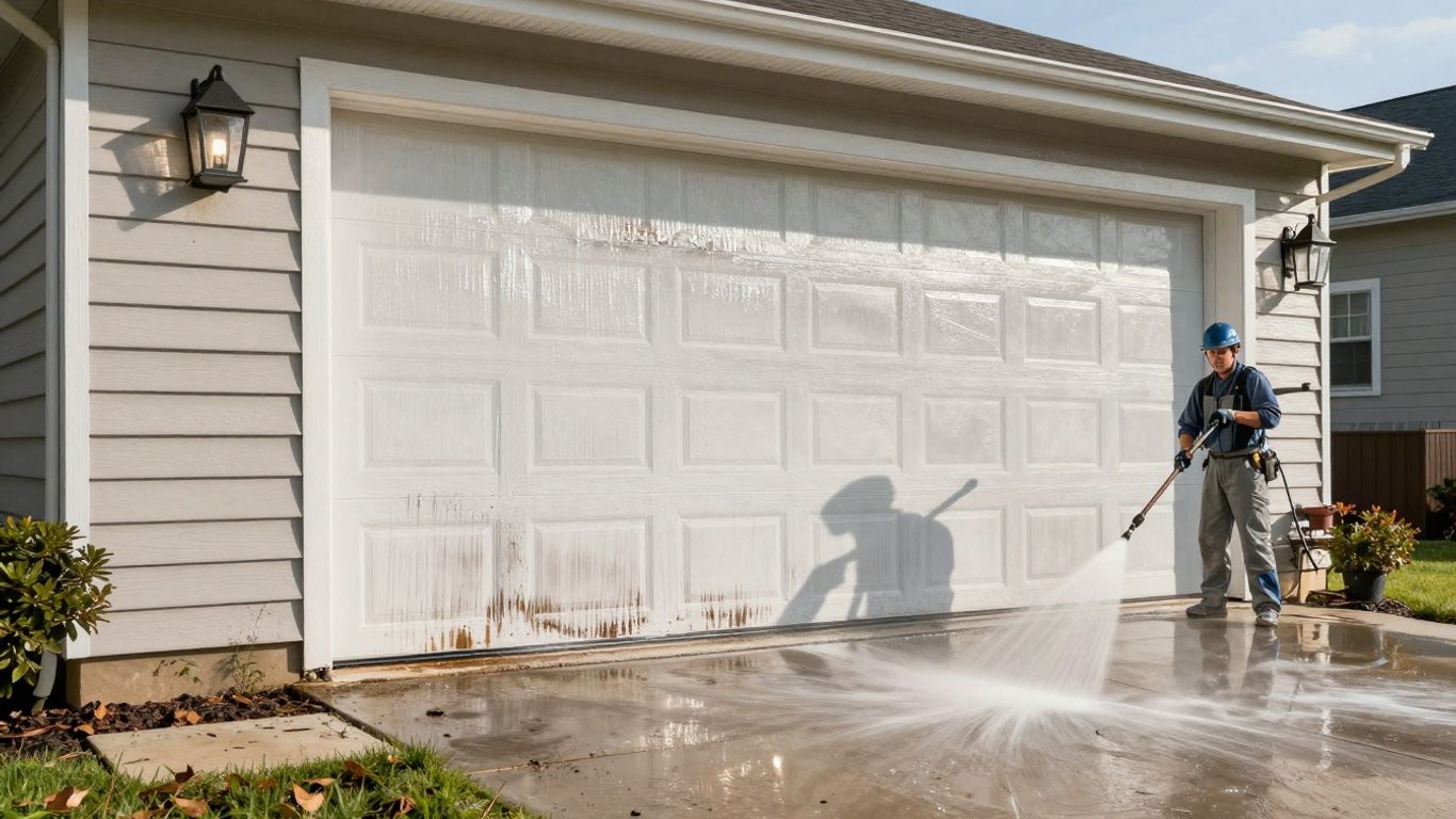 House exterior pressure washed clean and sparkling.
