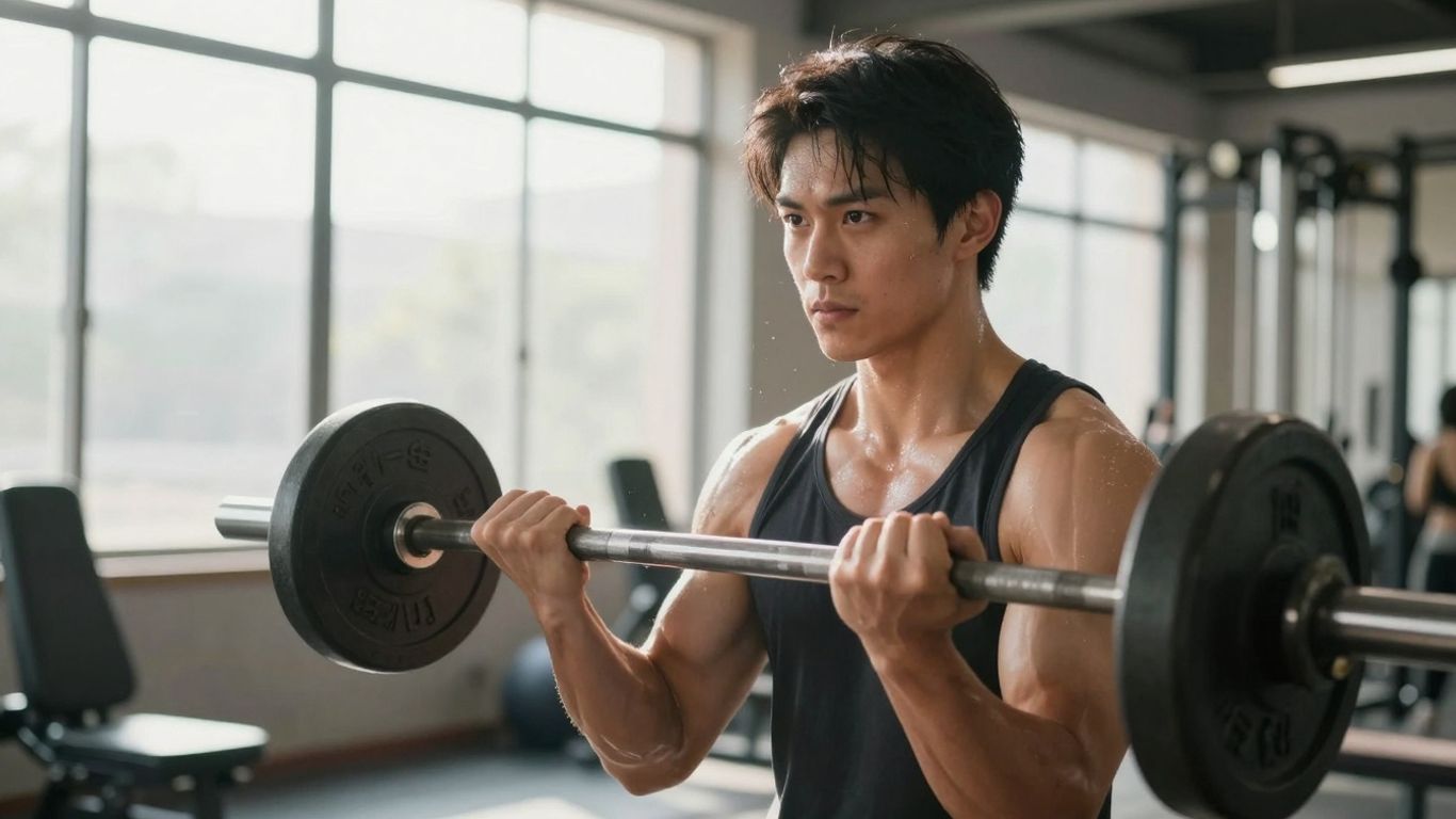 Person lifting weights in a gym.