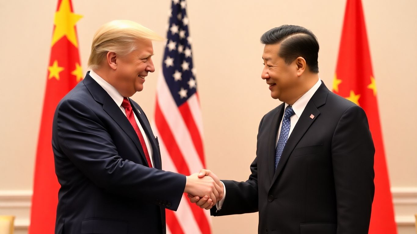 Trump and Xi Jinping shake hands during a meeting.
