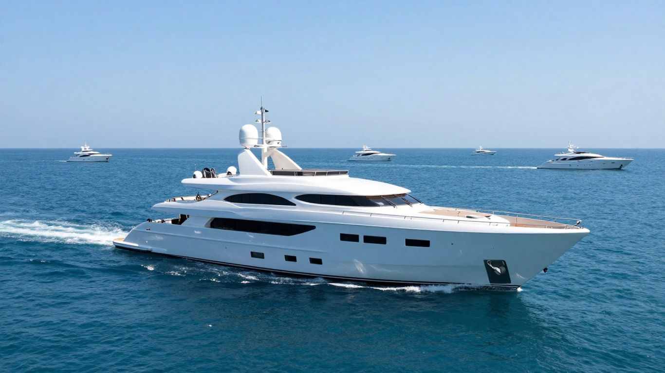 Diverse yachts on a sunny blue sea.