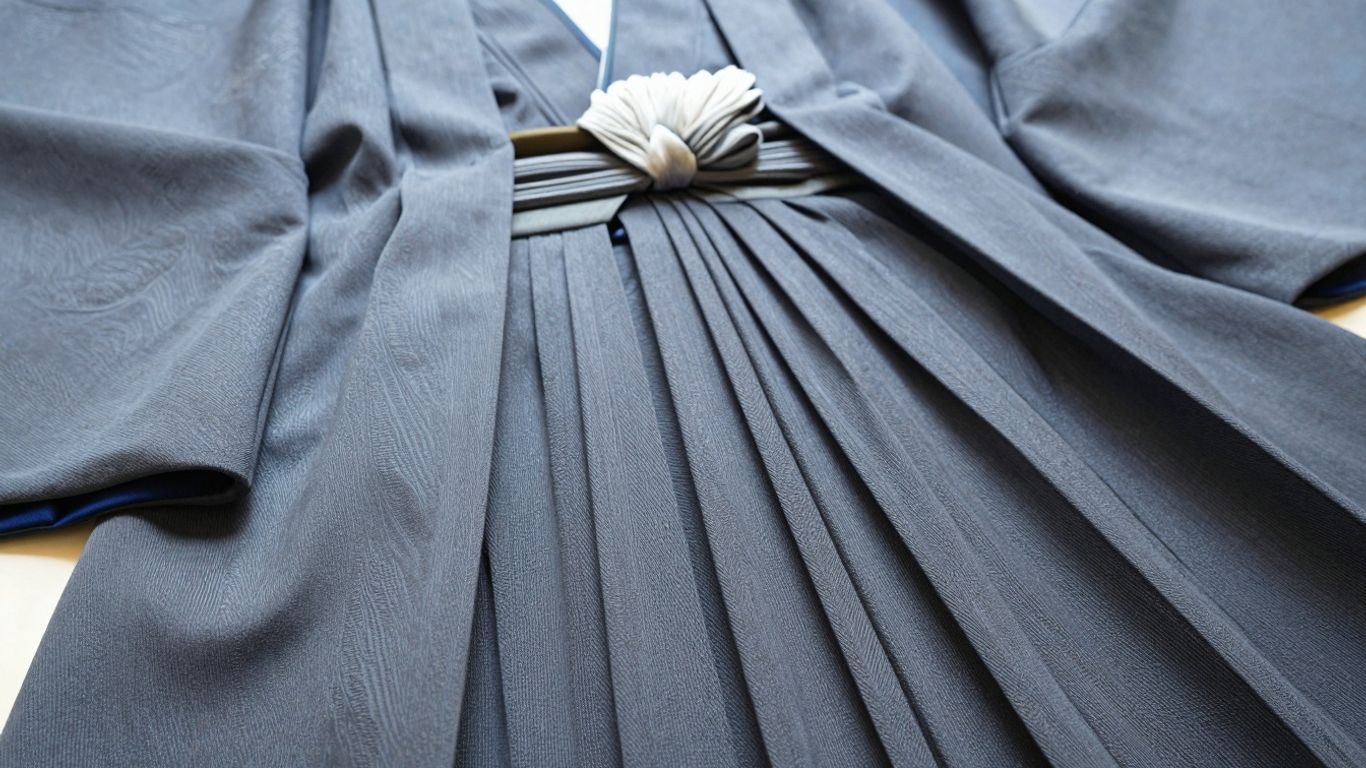 Traditional Japanese hakama trousers with detailed pleats.