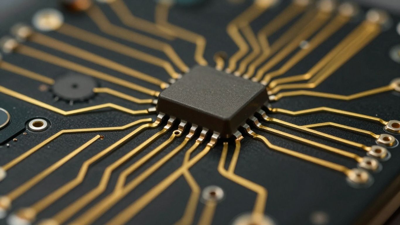 現代電子設備中的鍍金電路。
