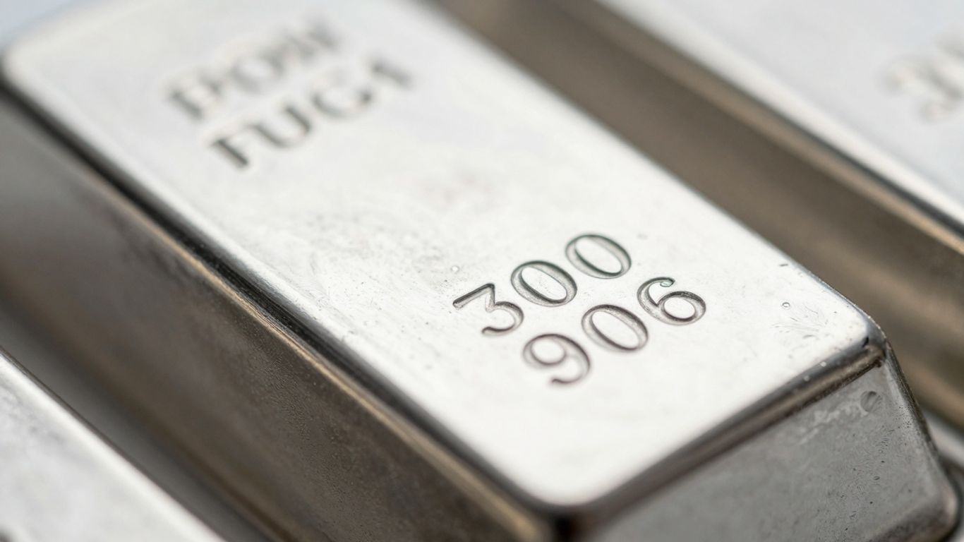 Barre d'argent brillant sur fond neutre.