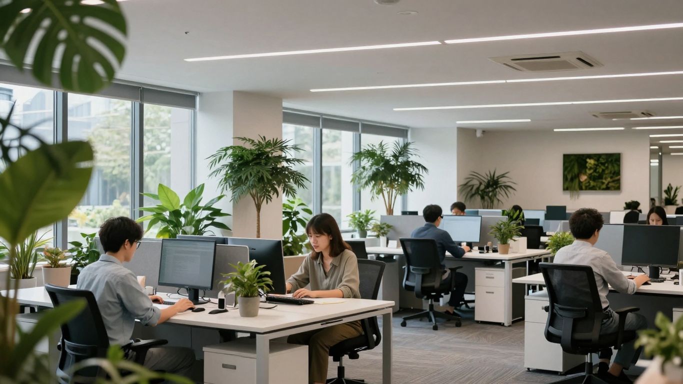 Büro mit Pflanzen und natürlichem Licht