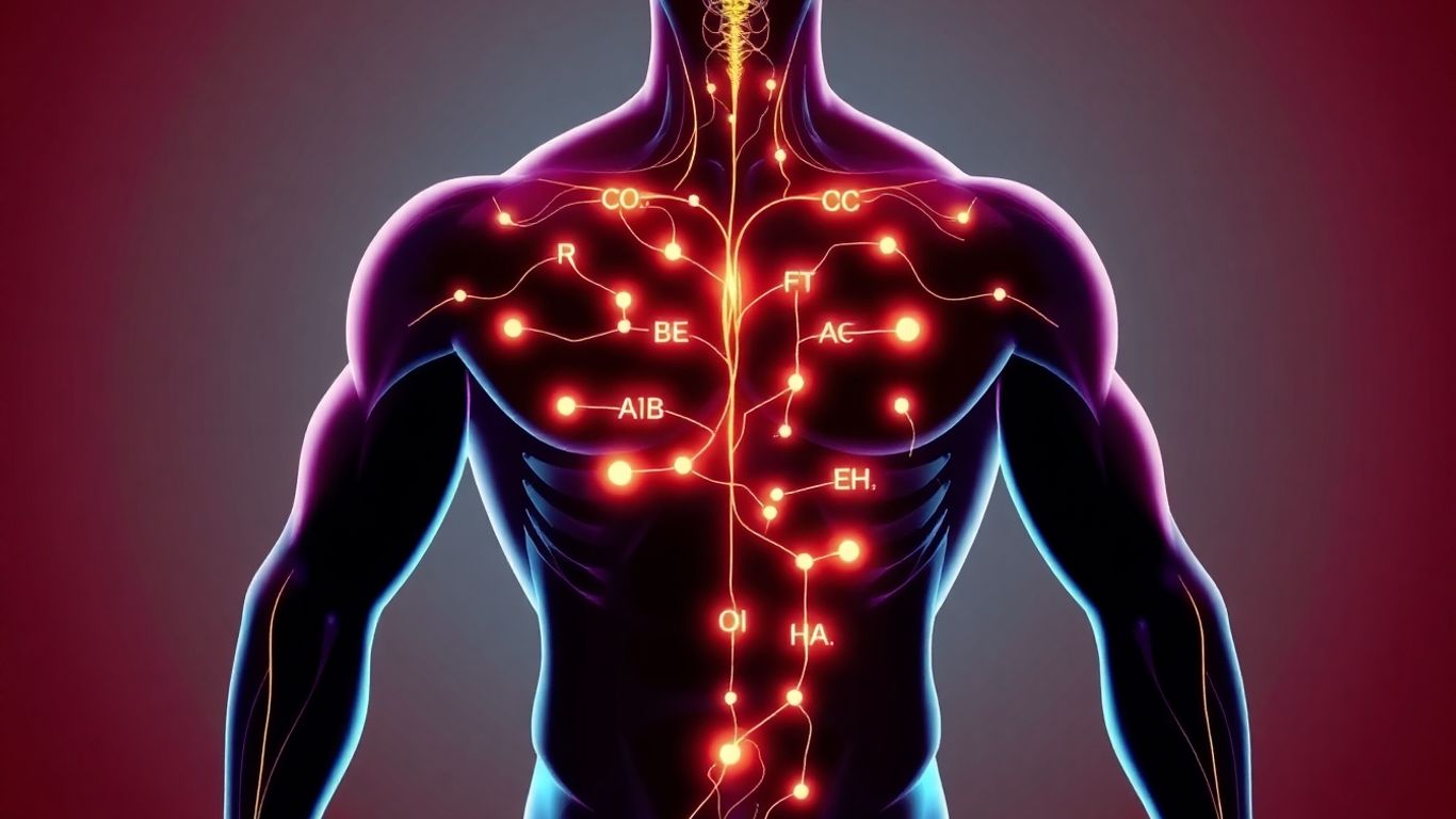 Illustration of essential amino acids in a human silhouette.