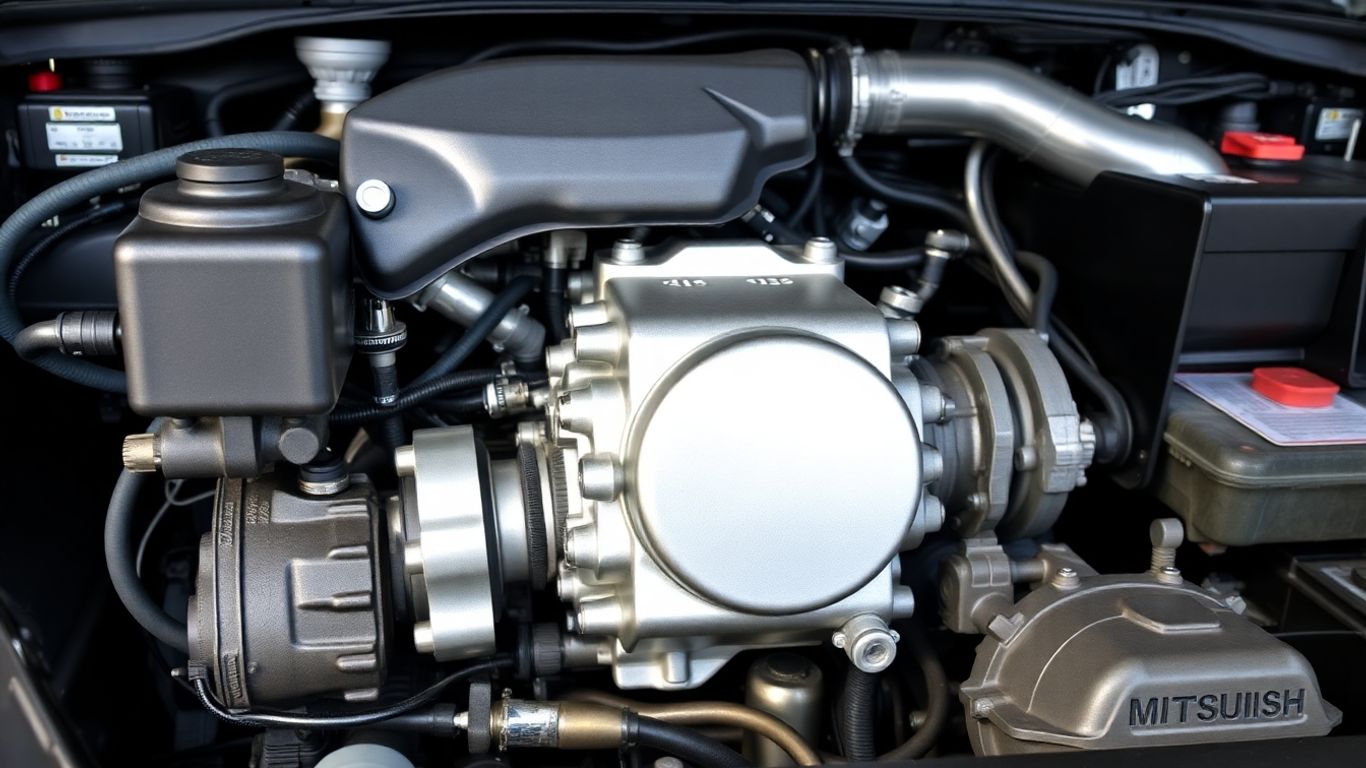 Mitsubishi Triton transmission system in engine compartment