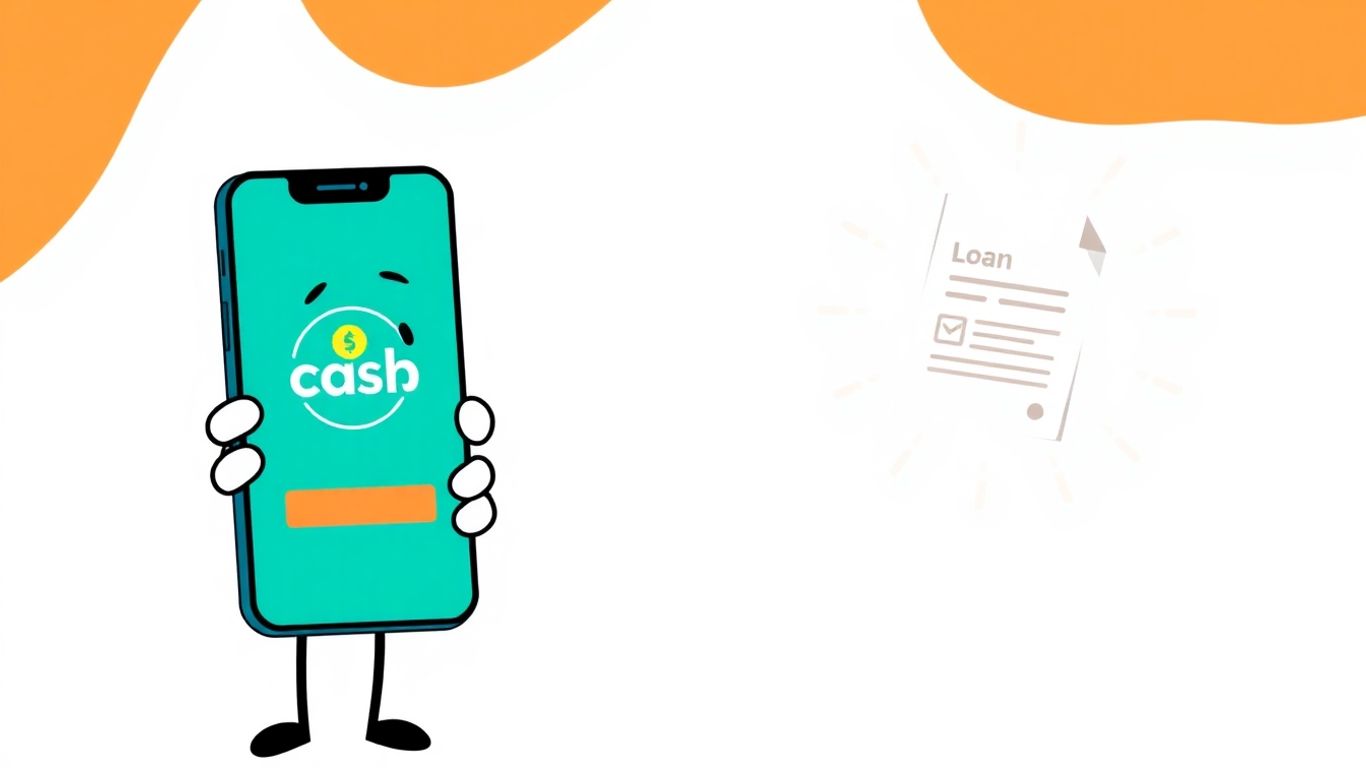 Cash App loan approval with cartoon character.