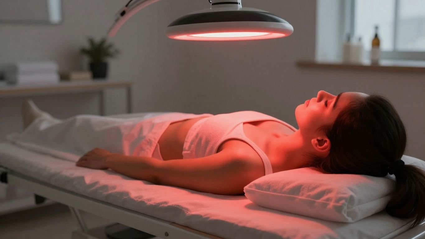 Red light therapy session in a wellness center.