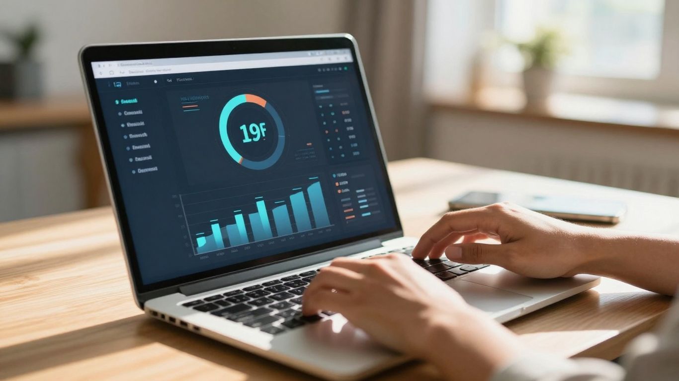 Hands opening laptop for online investing.