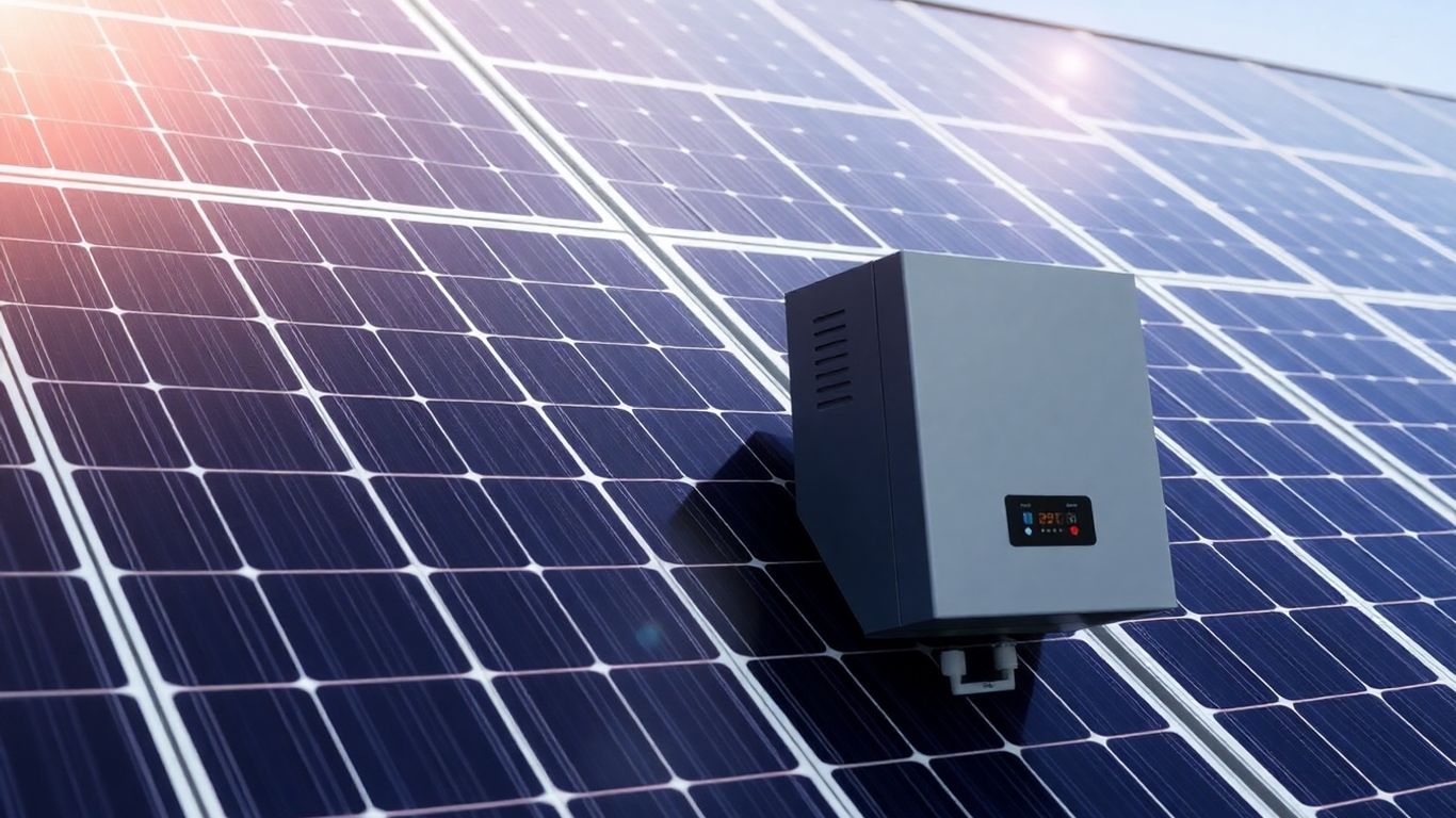 String inverter connected to solar panels.
