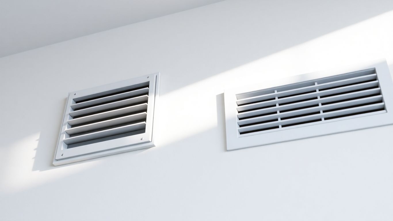 Bouches d'aération auto et hygroréglables sur un mur blanc