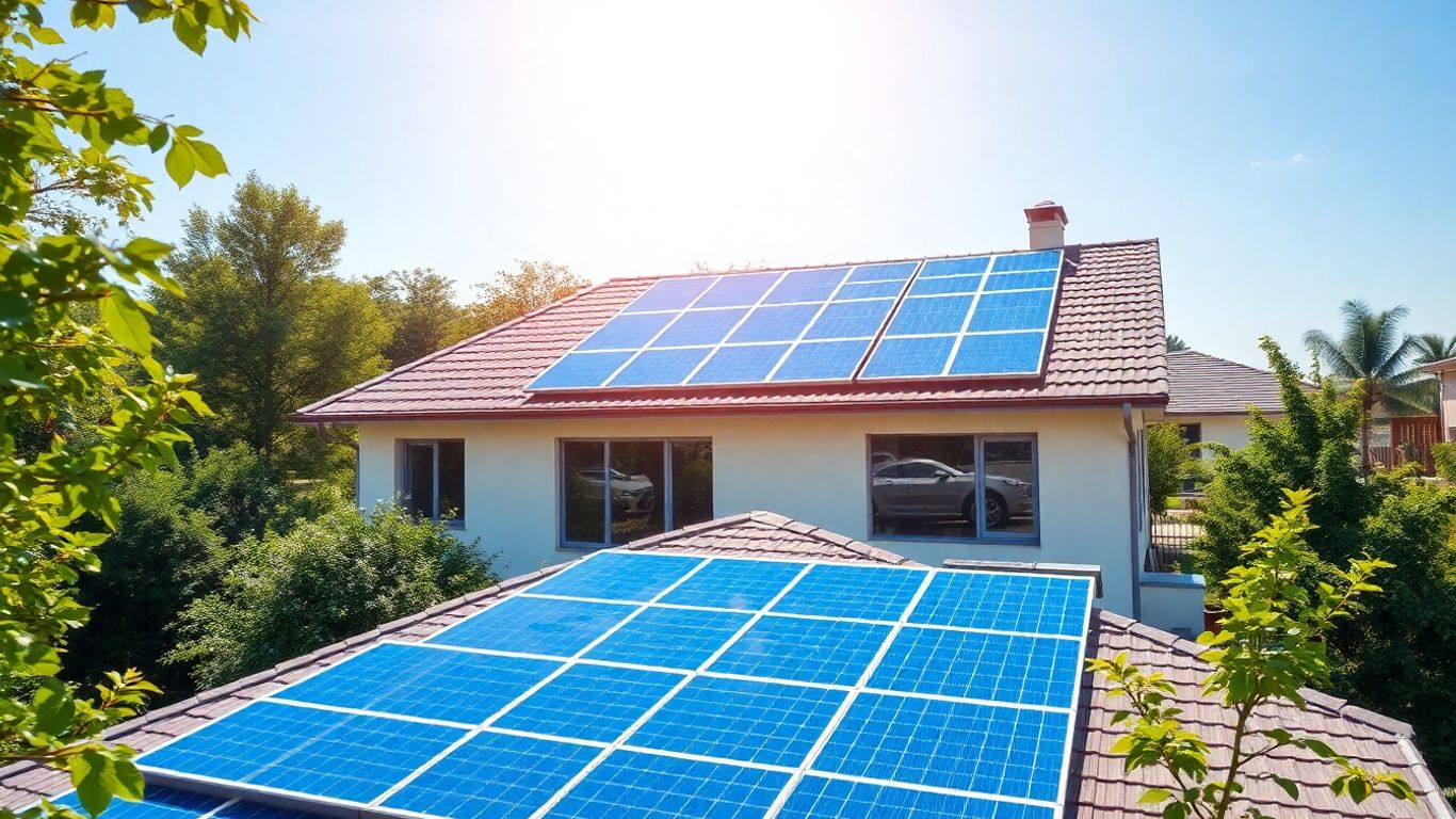 Panneaux solaires sur le toit d'une maison moderne