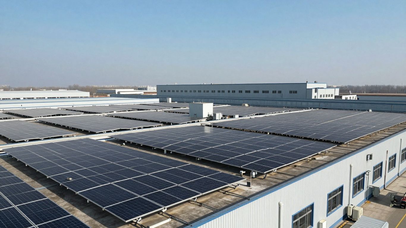 Usine PSA Sochaux recouverte de panneaux solaires.