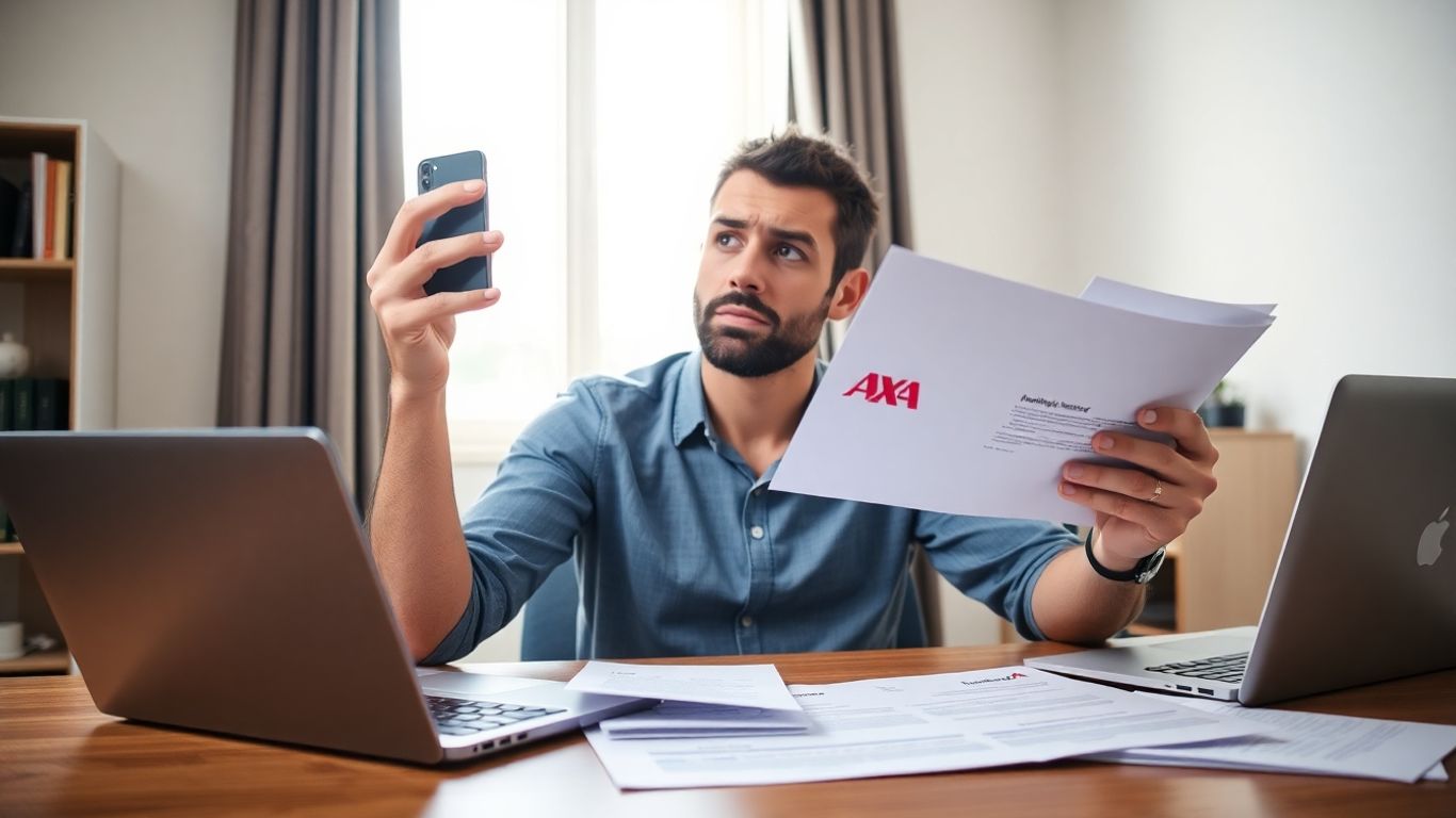 Persona revisando documentos de AXA para cancelar seguro