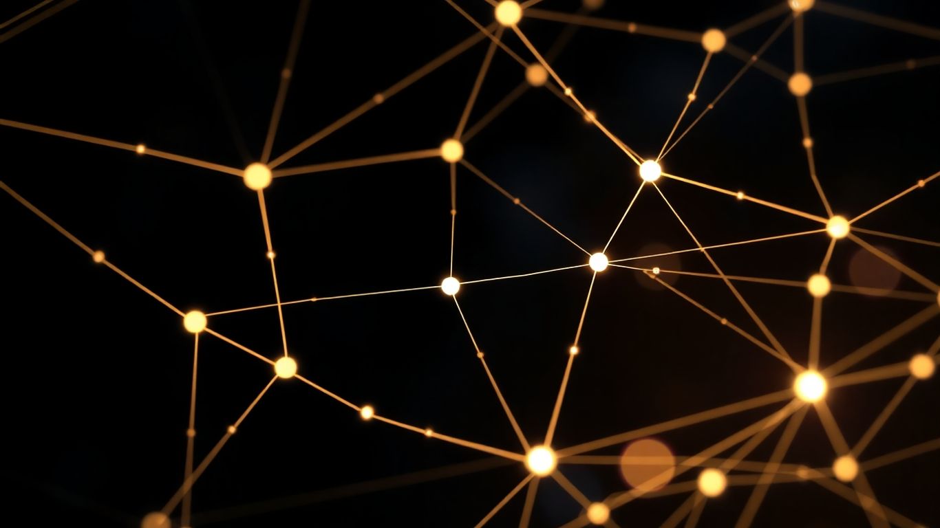 Interconnected glowing lines forming a complex network.