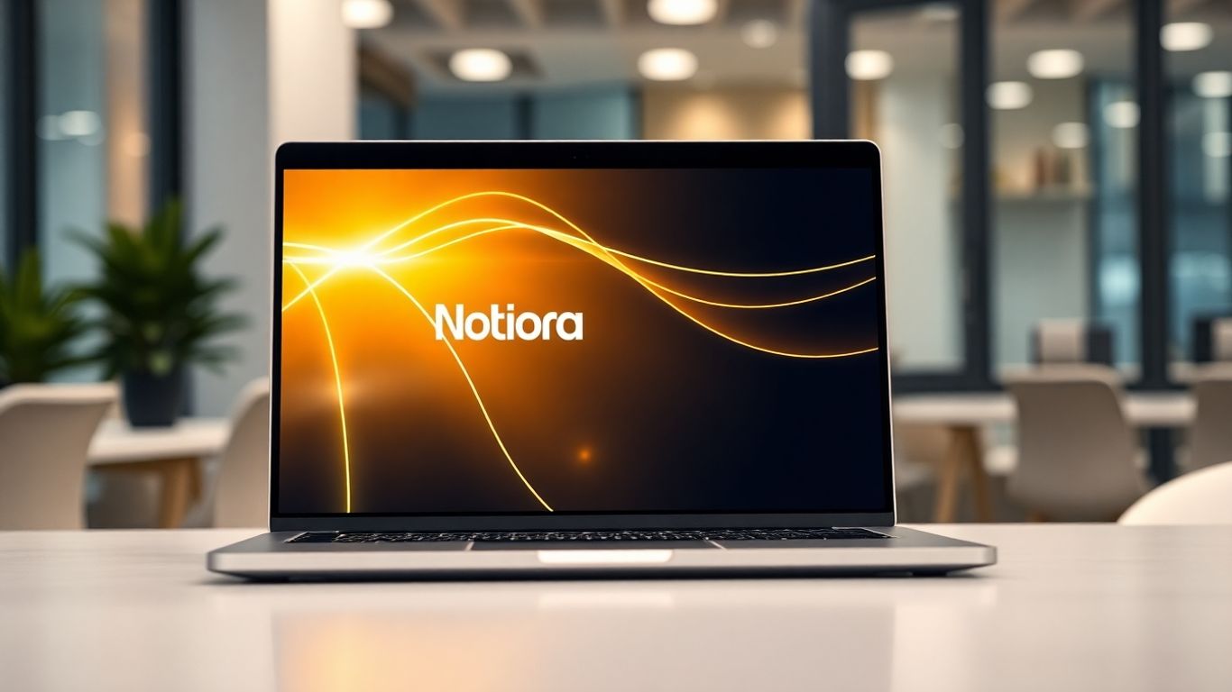 Notion AI en pantalla de portátil moderno.