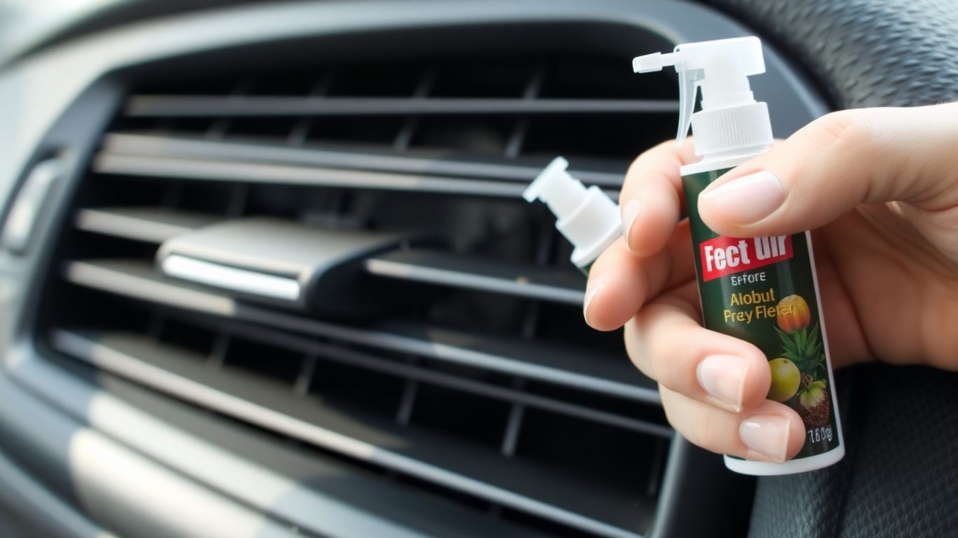 Chrysler AC vent with airflow and air freshener.