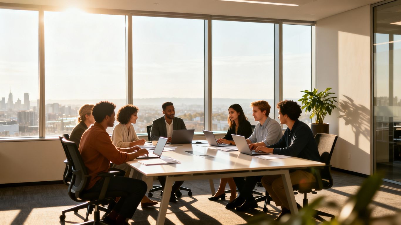 New York business team working in a modern office.