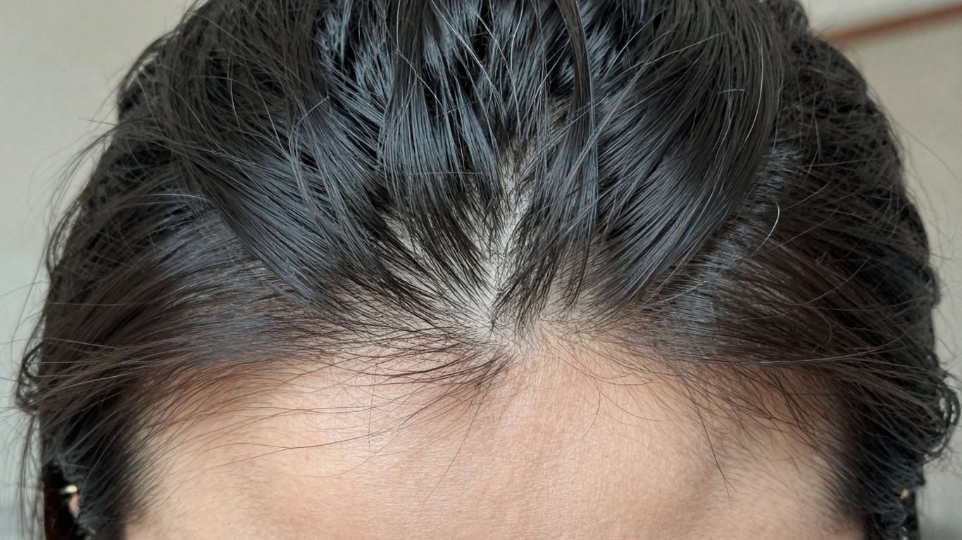 Woman's scalp with thinning hair