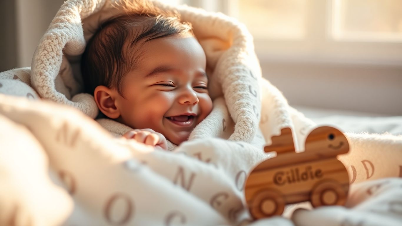 Baby with personalized keepsake gifts